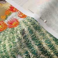 Early Arizona Morning - Watercolor Animals and Cacti - large, warm yellow