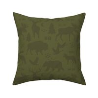 Forest Green Boho Woodland Animals Medium