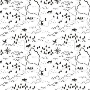 Black and White Woodland Forest Map Medium