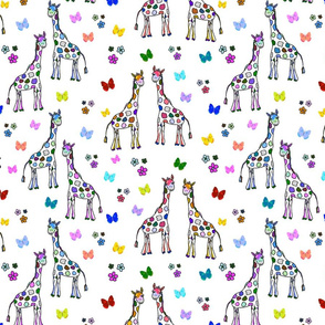 Rainbow Giraffe Friends - white, medium