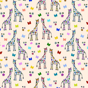 Rainbow Giraffe Friends - cream beige, medium