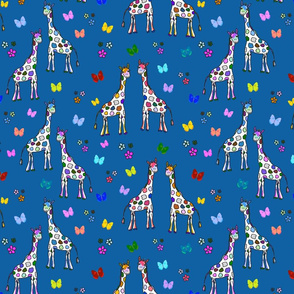 Rainbow Giraffe Friends - classic blue, medium