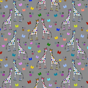 Rainbow Giraffe Friends - ultimate gray, medium