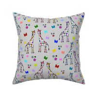 Rainbow Giraffe Friends - silver grey, medium