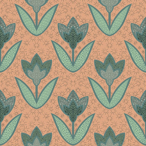 Tulip doodle - green - large