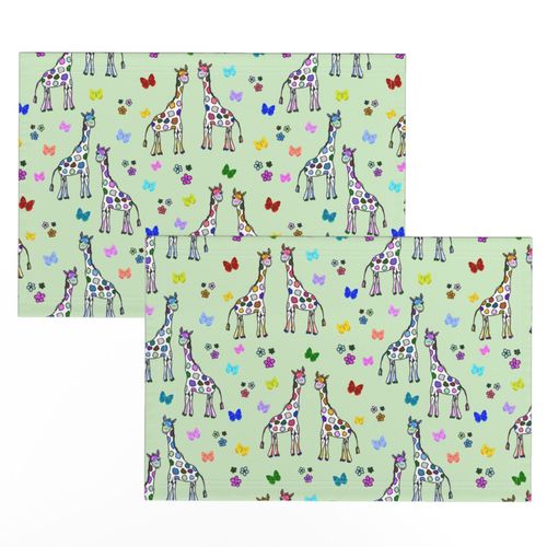 Rainbow Giraffe Friends - mint green, medium