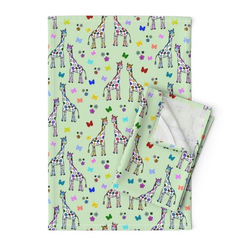 Rainbow Giraffe Friends - mint green, medium