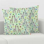 Rainbow Giraffe Friends - mint green, medium