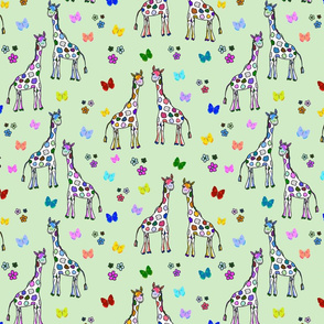 Rainbow Giraffe Friends - mint green, medium