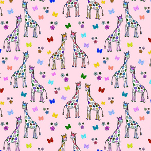 Rainbow Giraffe Friends - baby pink, medium
