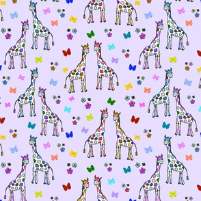 Rainbow Giraffe Friends - lilac purple, medium