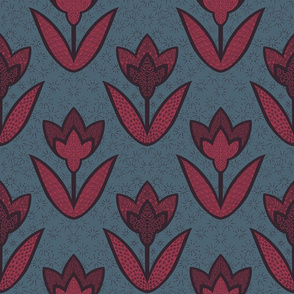 Tulip doodle - red - large