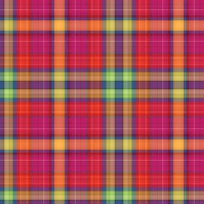 Bright Plaid in Pink, Red, Blue, Gold, and Green