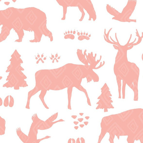 Pink Boho Wild Forest Animals Large