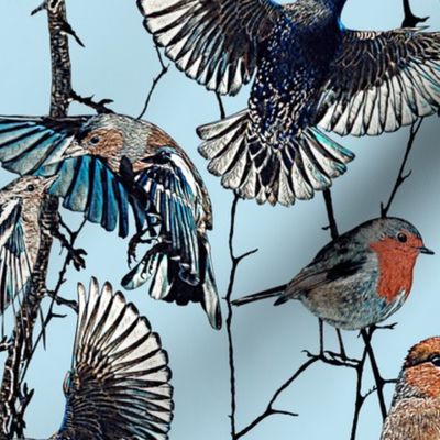 Window Garden Birds - sky blue