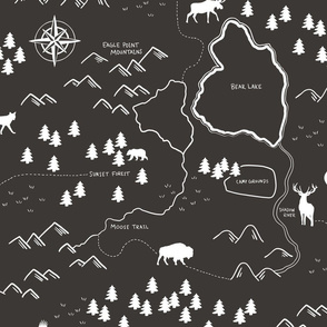 Black and White Forest Map Large
