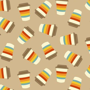 Retro Striped Coffee Sleeves on Brown