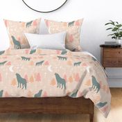 Pink Boho Howling Wolf Woodland Forest Large