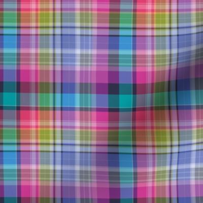 Bright Blue, Pink, Teal, & Green Plaid