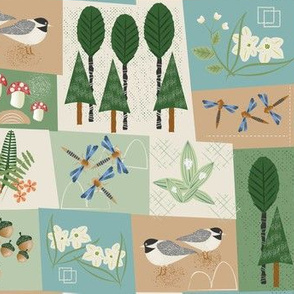  Patchwork birds and nature 