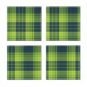 Navy Blue and Neon Green Plaid