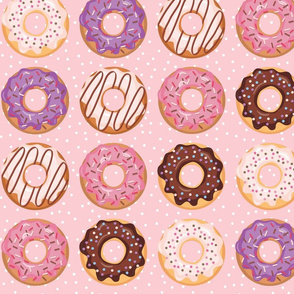 Pink Iced Donuts With Sprinkles Pattern