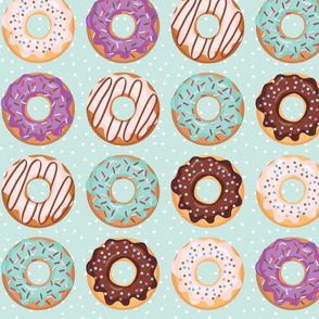 Blue Iced Donuts With Sprinkles Pattern