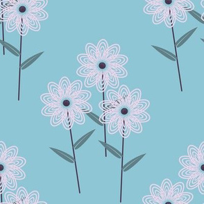 Hazy Morning  Daisies - Turquoise