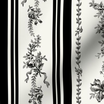 Belevedere Floral Stripe ~ Custom Black and Off White