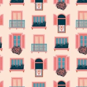 Moroccan Windows Pink Retro Vintage 