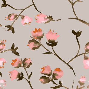 peach tree with gray background