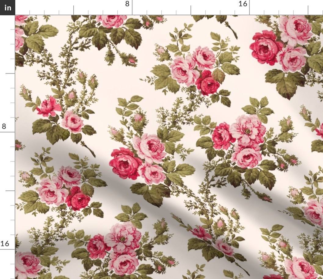 Old English Pink Roses on Buff