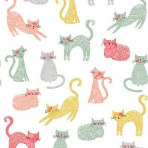 Cute decorative cats - pastel colours