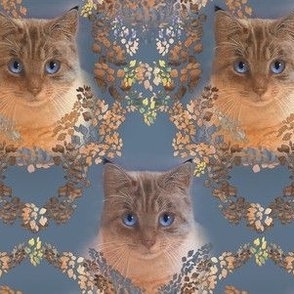 6x9-Inch Repeat of Damask for Cat Lovers in Autumn Woodland