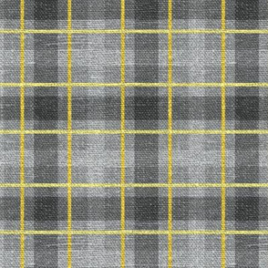 Yellow & Gray Plaid with Faux Linen Texture