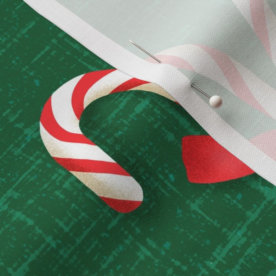 Crossed Candy Canes Tied With Bow on Green (Large Scale)