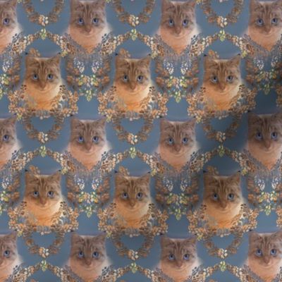 5x3-Inch Repeat of Damask for Cat Lovers in Autumn Woodland