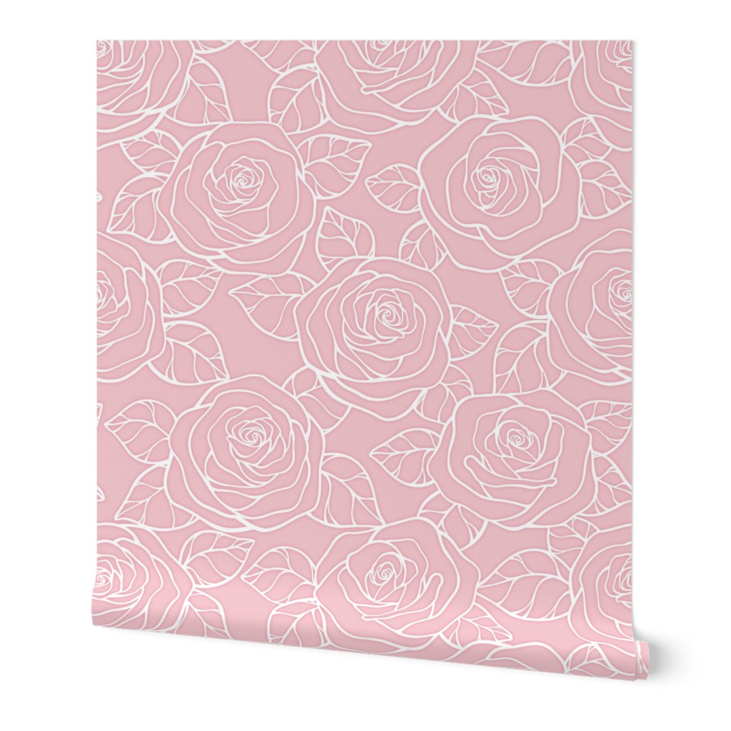 Rose Cutout Pattern - Rose Quartz and White