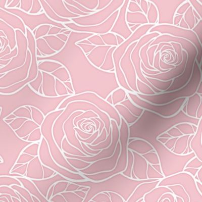 Rose Cutout Pattern - Rose Quartz and White