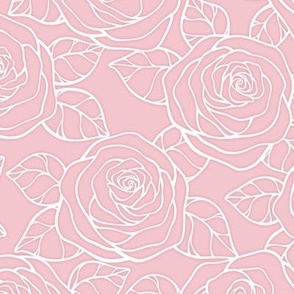 Rose Cutout Pattern - Rose Quartz and White