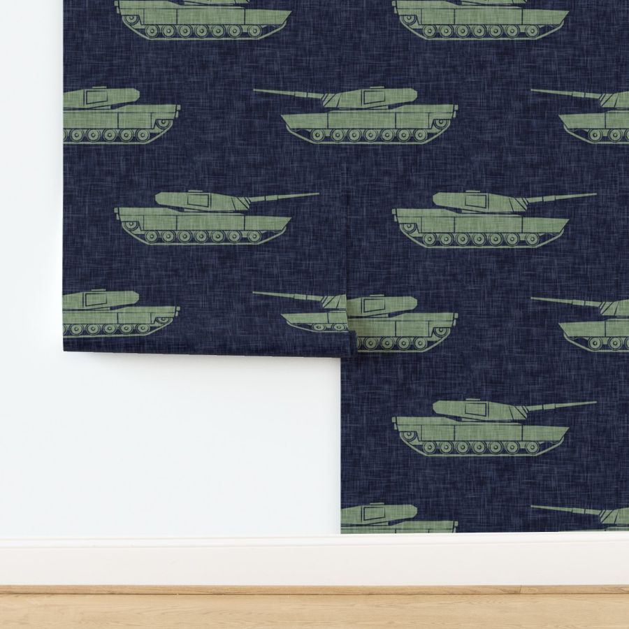 tanks - army - green on navy - C21