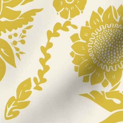 Sunflower Damask - Mellow Gold