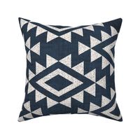 Aztec on Dark Blue Linen - extra large scale