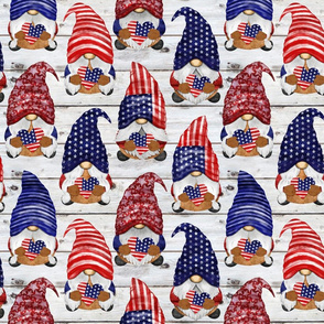 Stars and Stripes Flag Gnomes on Shiplap - medium scale