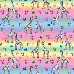 Rainbow Giraffe Friends - rainbow gradient, medium