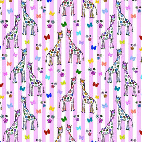 Rainbow Giraffe Friends - pink candy stripes, medium