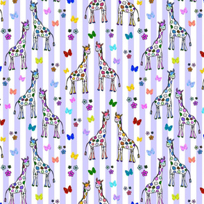 Rainbow Giraffe Friends - purple stripes, medium