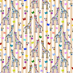 Rainbow Giraffe Friends - beige stripes, medium