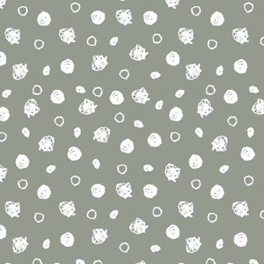 Classic vintage pattern with polka dot, texture grunge crayons ink. White gray. scandinavian design