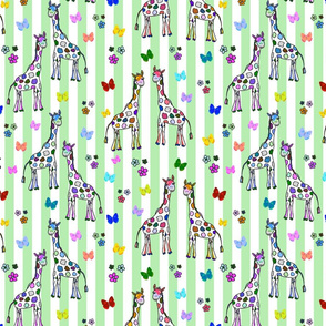 Rainbow Giraffe Friends - mint green stripes, medium